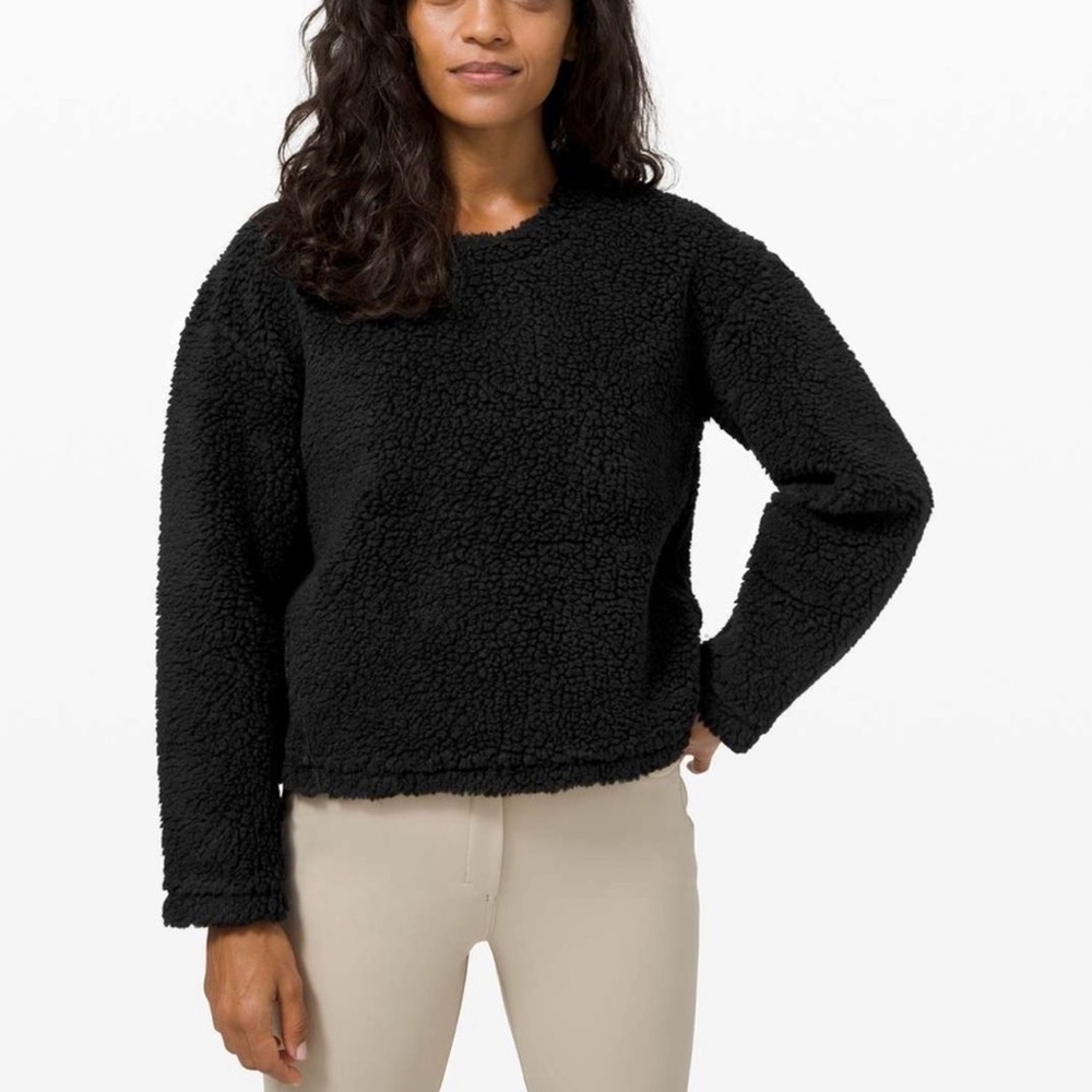 Lululemon Wool Whenever Crew Black Sherpa sweater NWT
